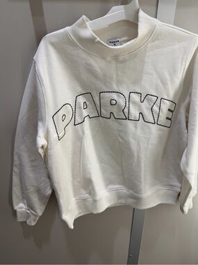 Parke Cream Crewneck Sweatshirt with Black Outline Logo